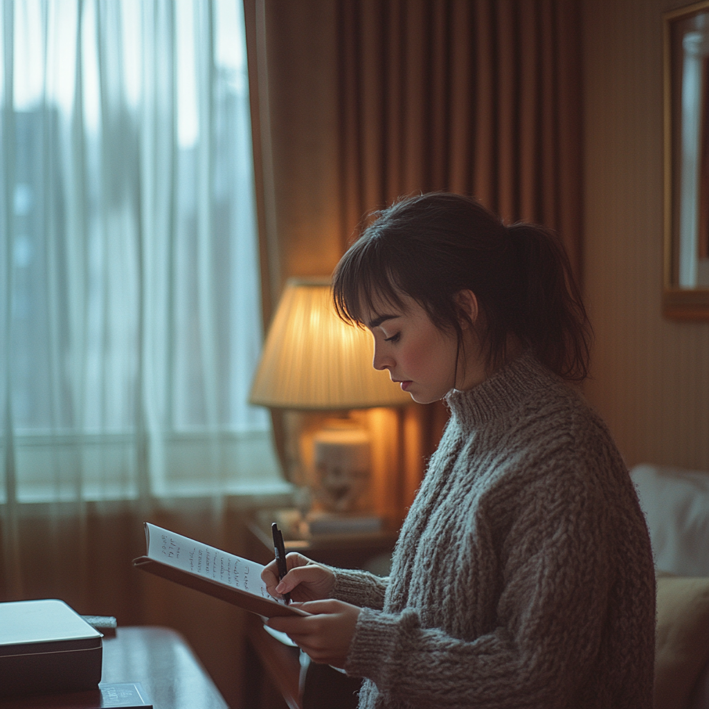 Sarah schreibt eine Notiz für Dan | Quelle: Midjourney