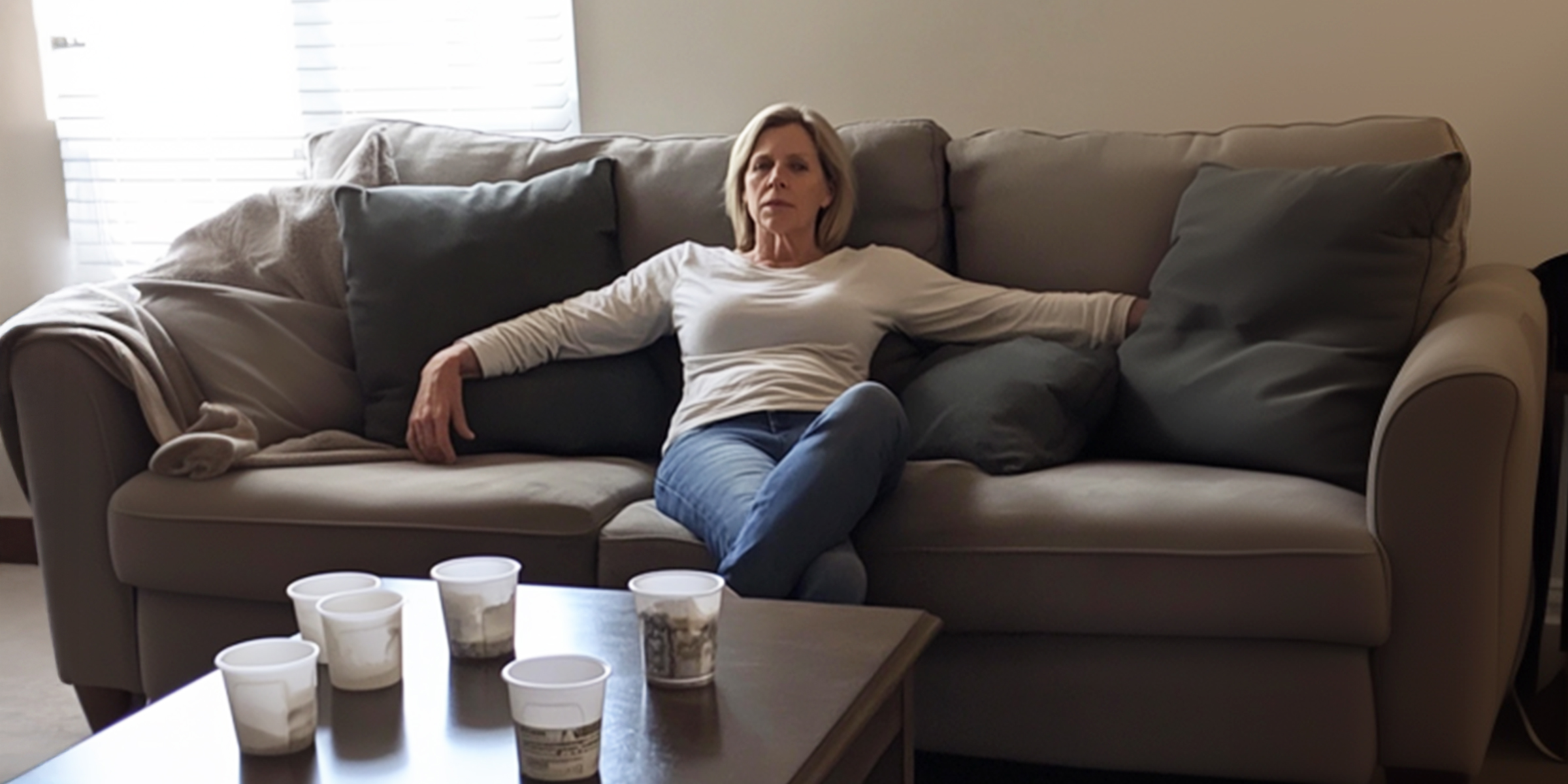 Eine Frau, die auf der Couch sitzt | Quelle: Gogirok