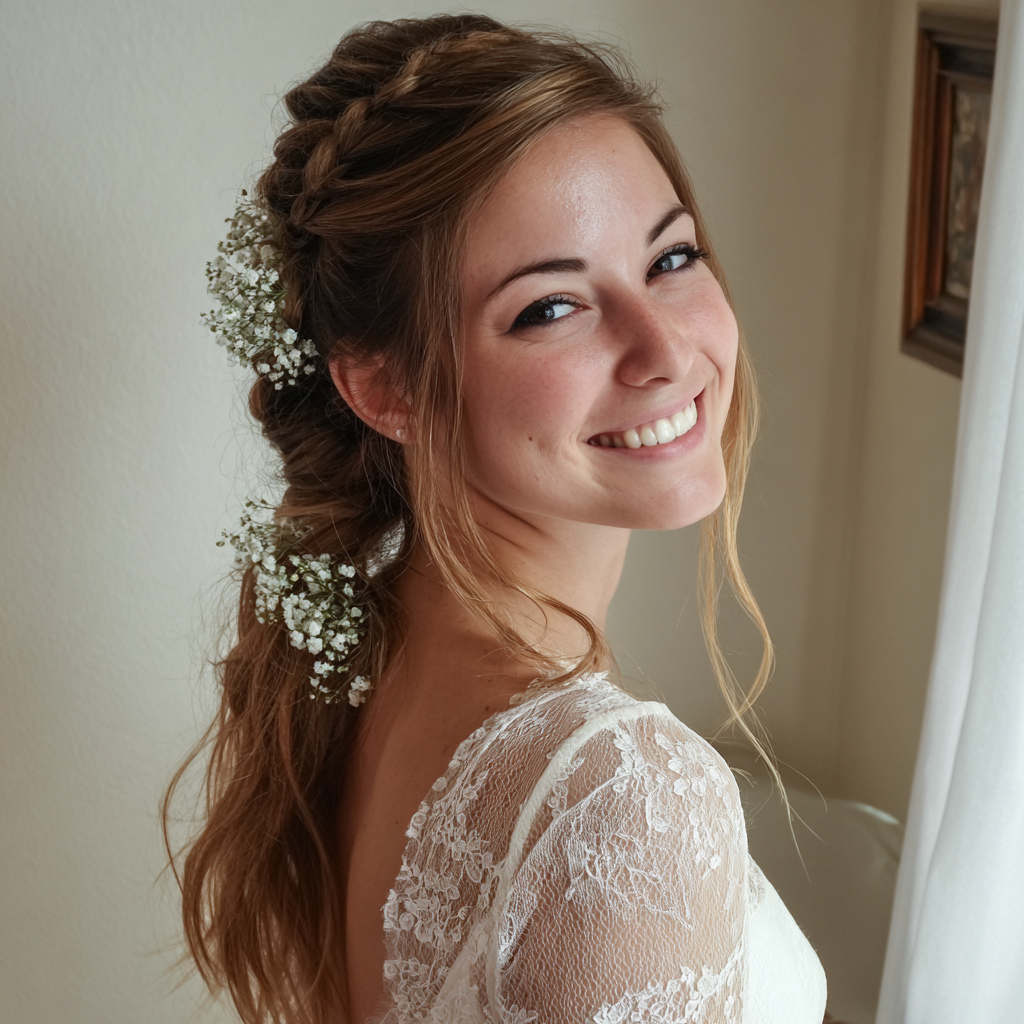 Eine lächelnde Braut | Quelle: Midjourney