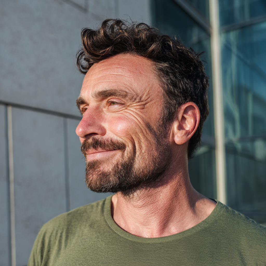 Ein lächelnder Mann, der draußen steht | Quelle: Midjourney