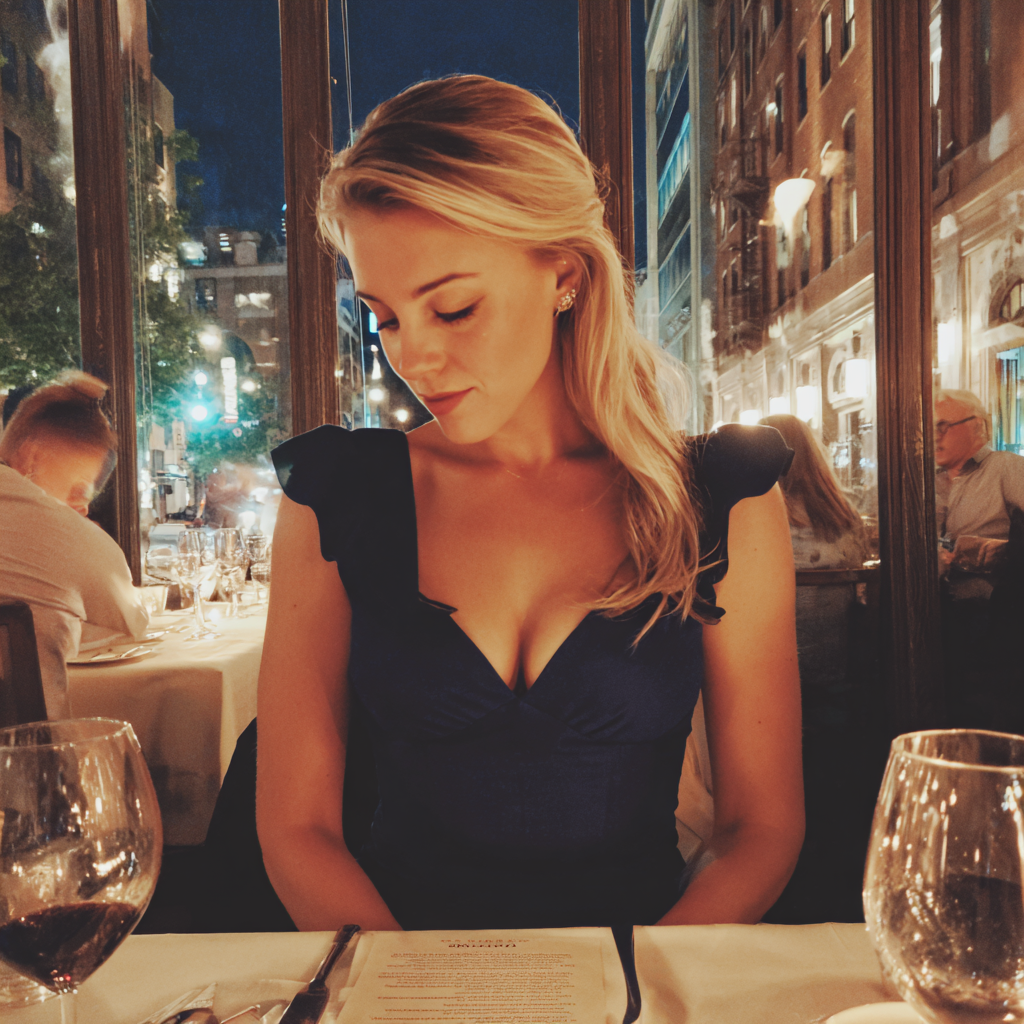 Eine unbequeme Frau, die an einem Tisch sitzt | Quelle: Midjourney