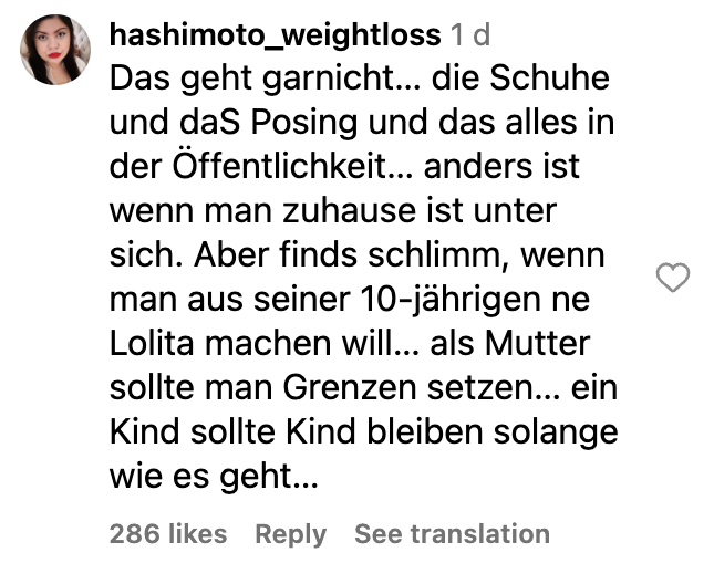 Kommentar eines Nutzers | Quelle: Instagram/danielakatzenberger