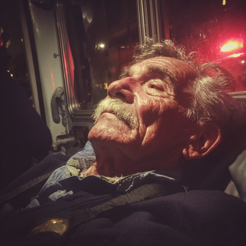 Ein alter Mann, der auf einer Bahre liegt | Quelle: Midjourney