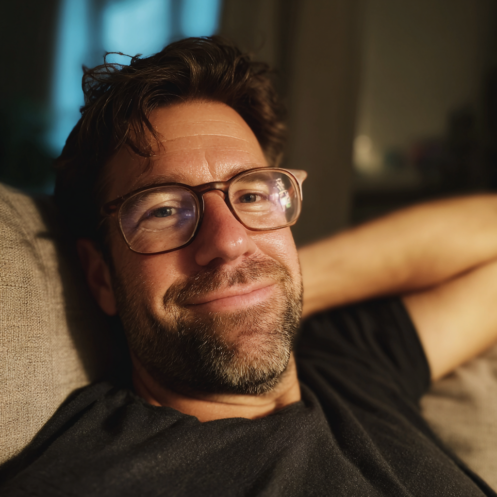 Ein Mann entspannt sich auf einer Couch | Quelle: Midjourney
