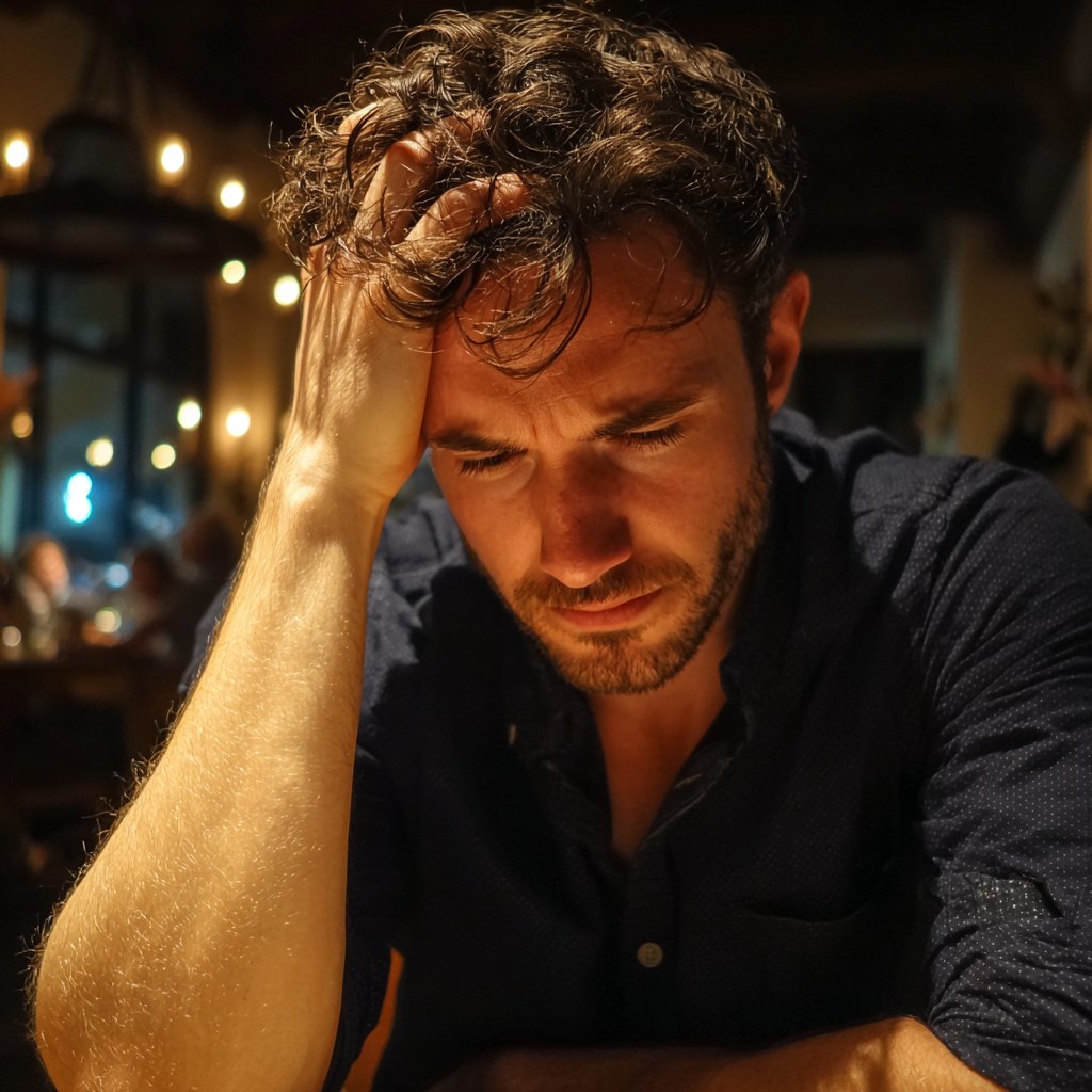 Ein Mann, der seinen Kopf hält | Quelle: Midjourney