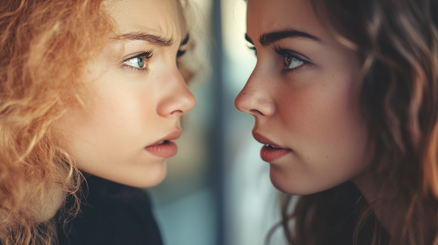 Zwei Frauen von Angesicht zu Angesicht | Quelle: Midjourney