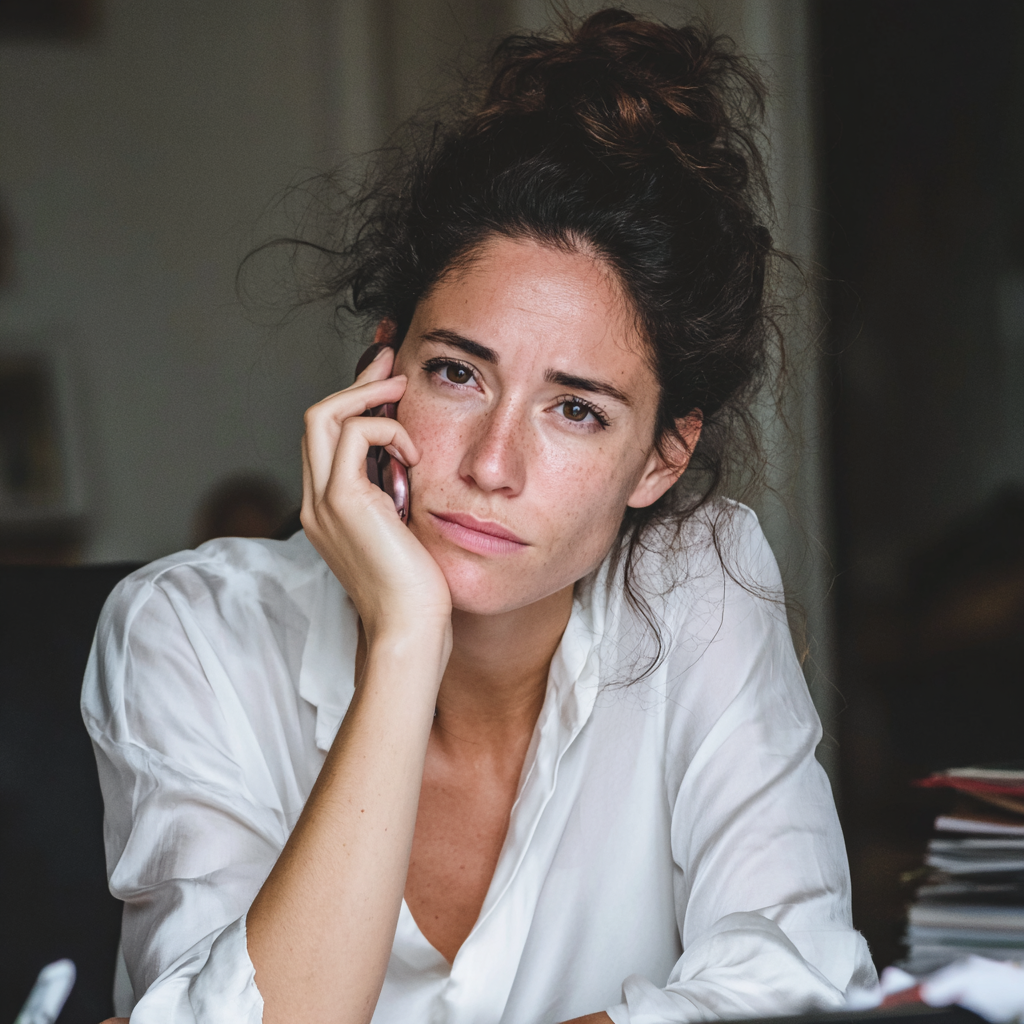 Eine emotionale Frau, die am Telefon spricht | Quelle: Midjourney