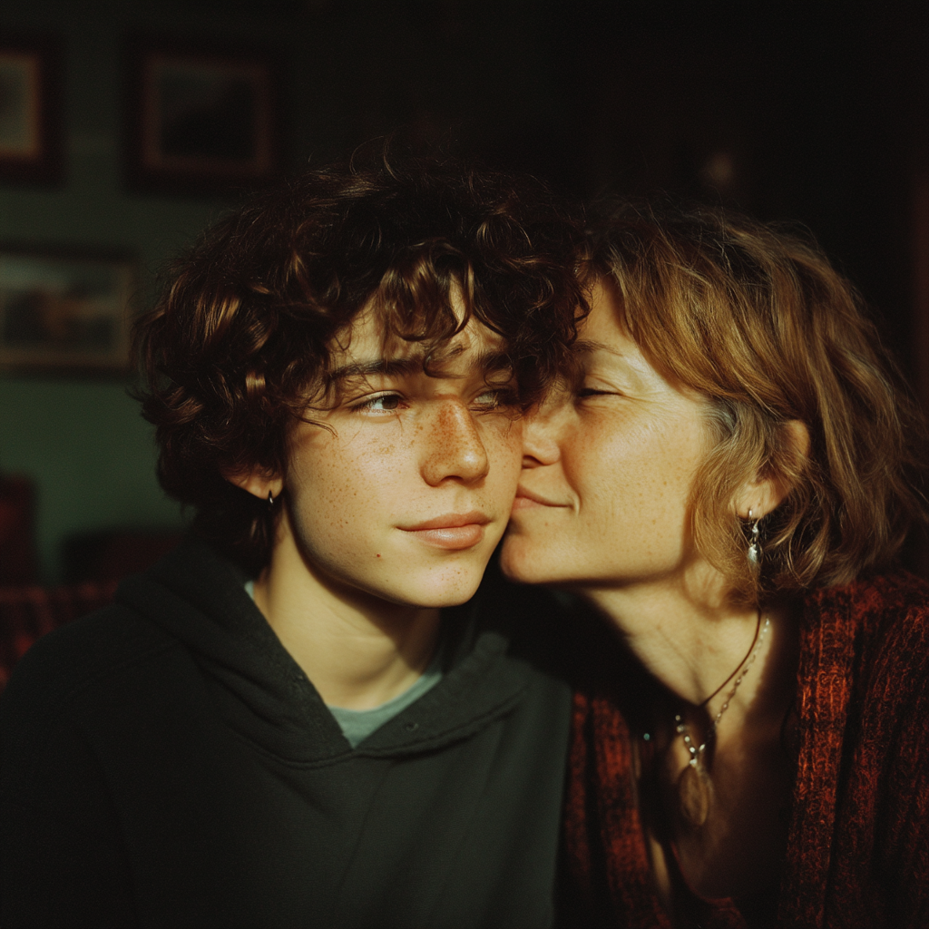 Eine Mutter küsst ihren Sohn | Quelle: Midjourney