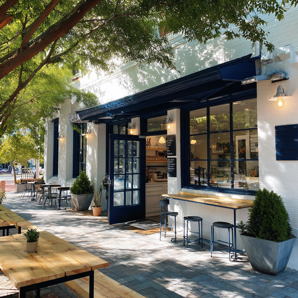 Das Äußere eines Cafés | Quelle: Midjourney