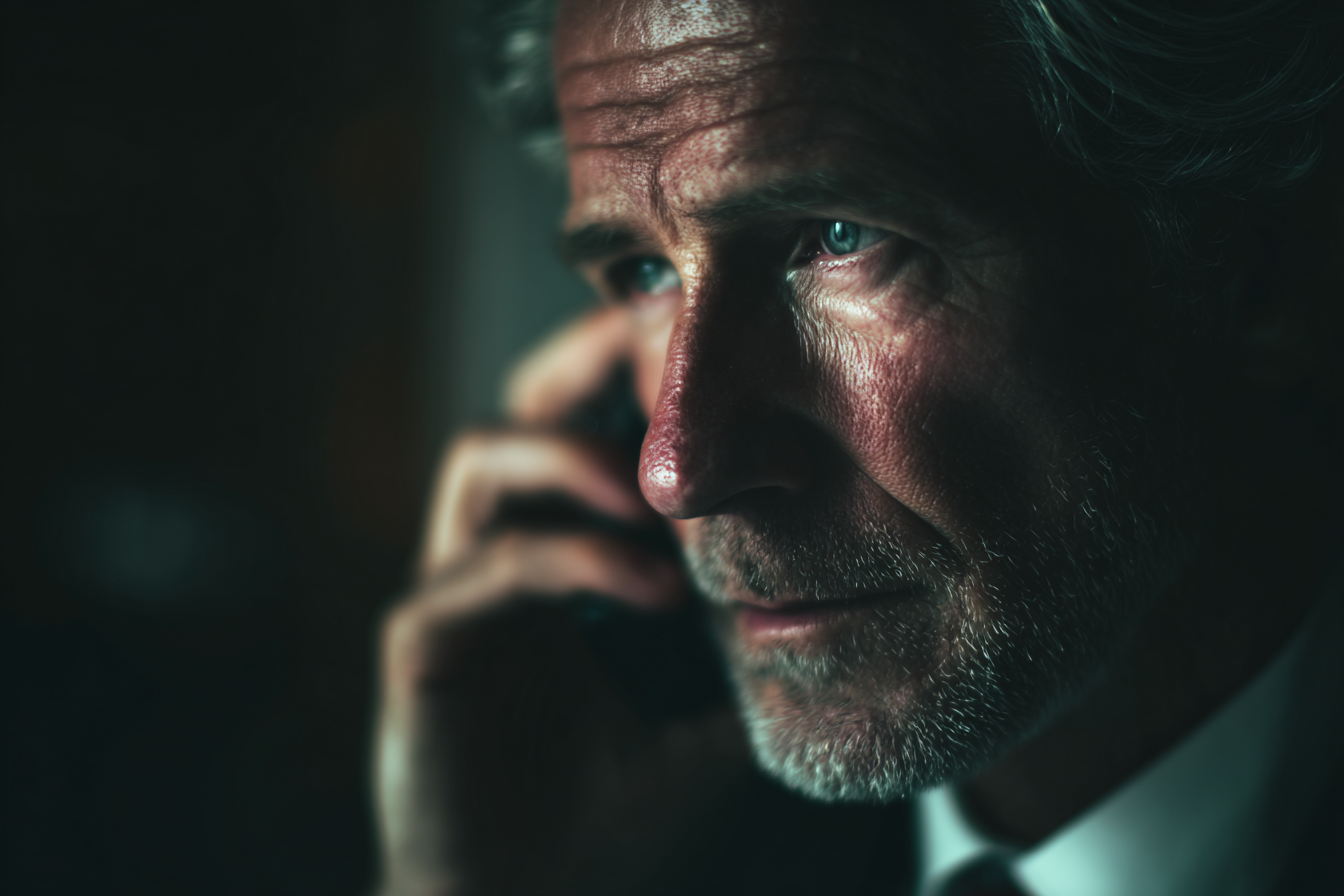 Ein Mann spricht am Telefon | Quelle: Midjourney