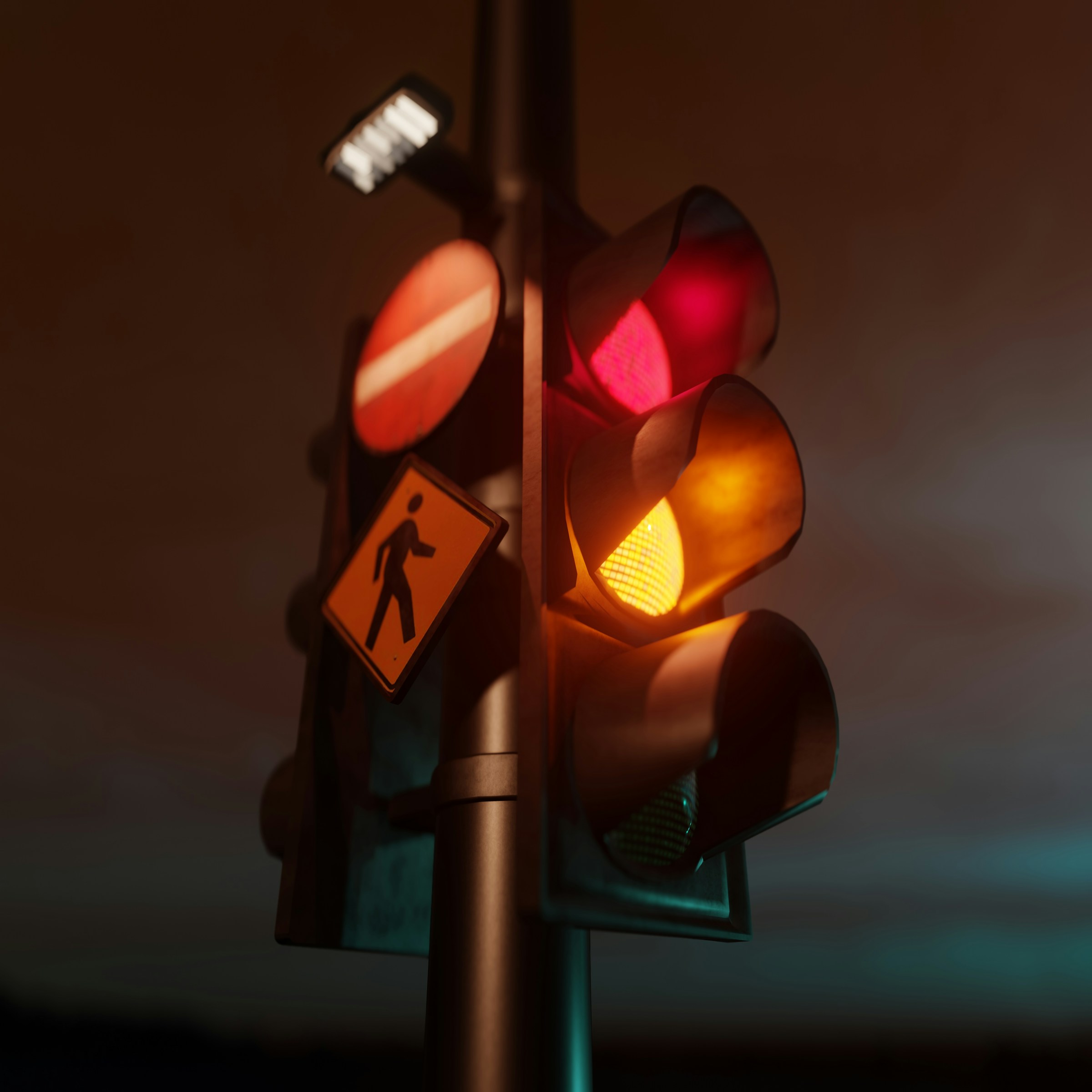 Eine Ampel mit einem Fußgängerüberweg-Schild | Quelle: Unsplash