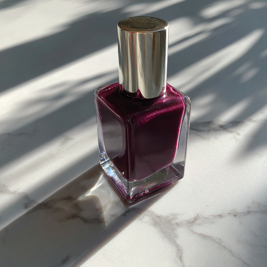 Eine Flasche Pflaumennagellack | Quelle: Midjourney