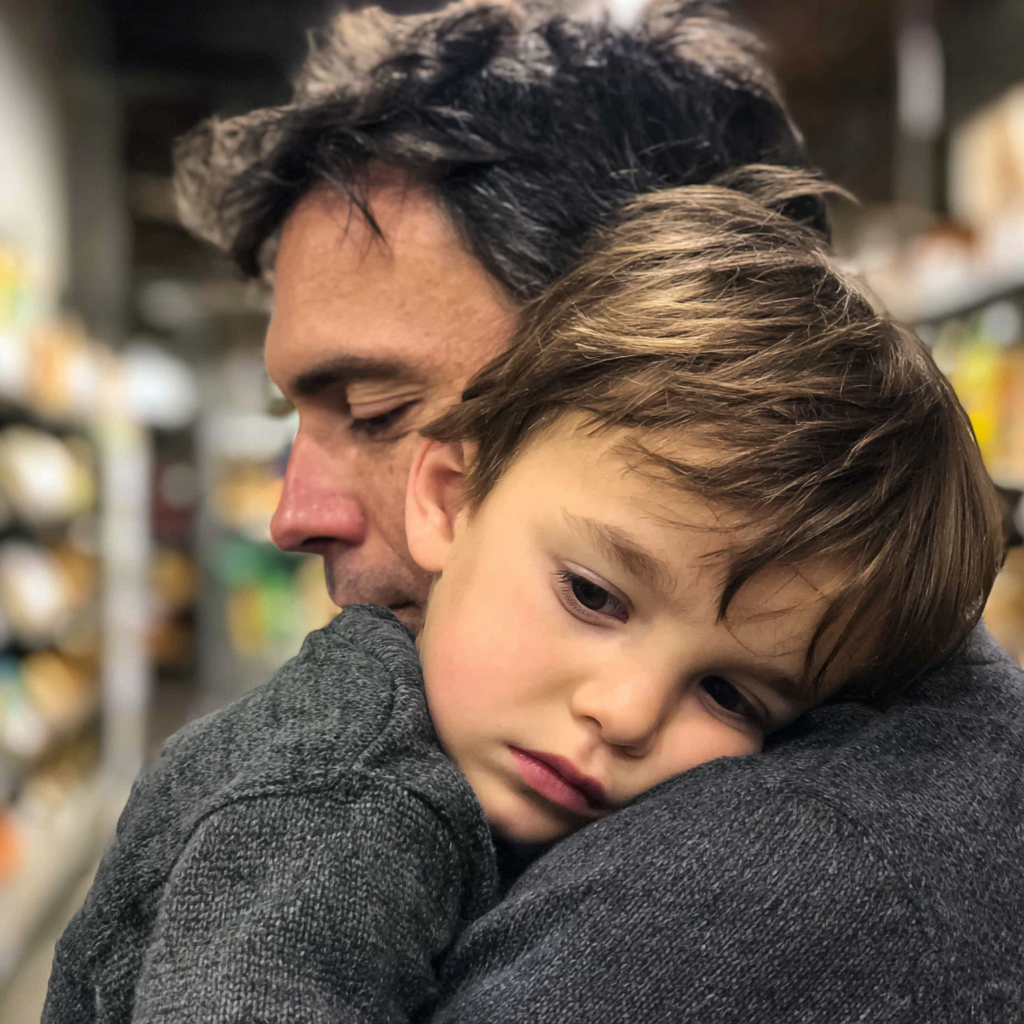 Eine Seitenansicht eines Mannes und seines Kleinkindes | Quelle: Midjourney