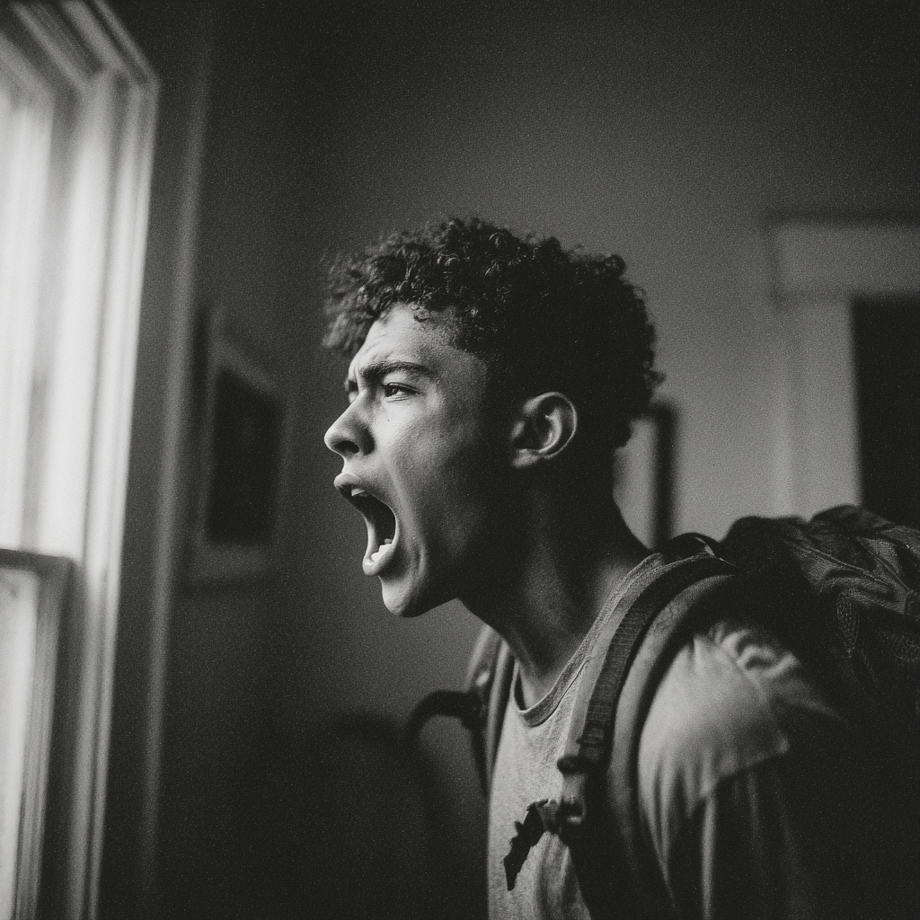 Ein verzweifelter Teenager, der schreit | Quelle: Midjourney