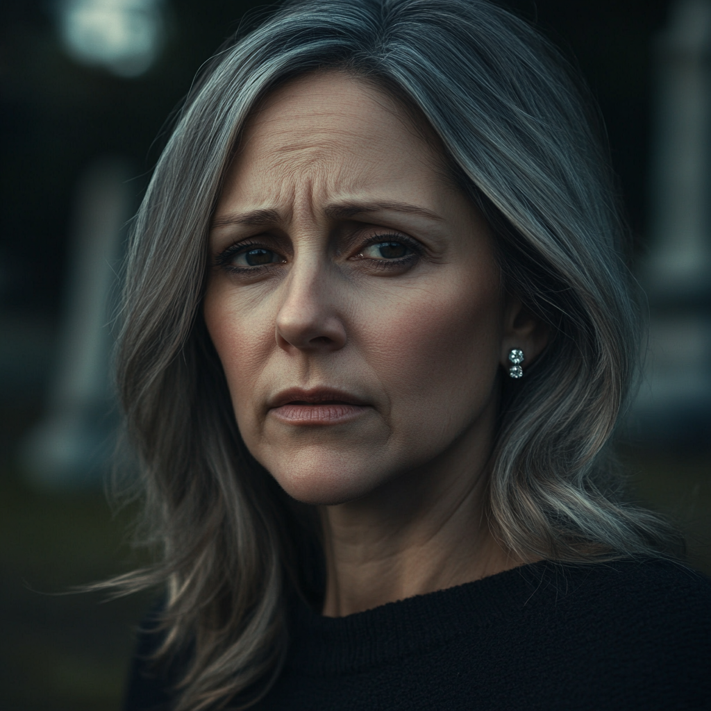 Smutna kobieta na cmentarzu | Źródło: Midjourney