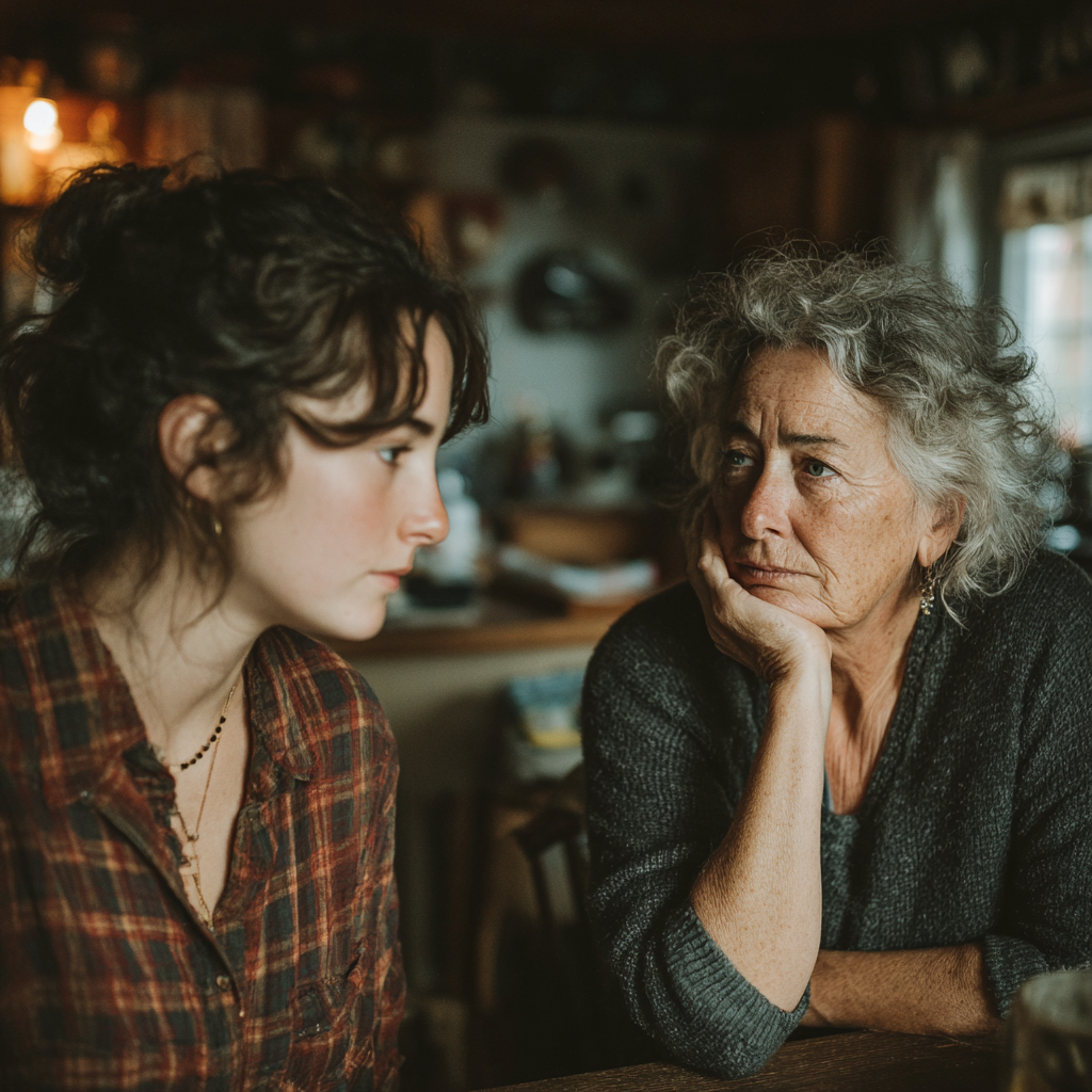 Eine Mutter und ihre Tochter im Gespräch | Quelle: Midjourney