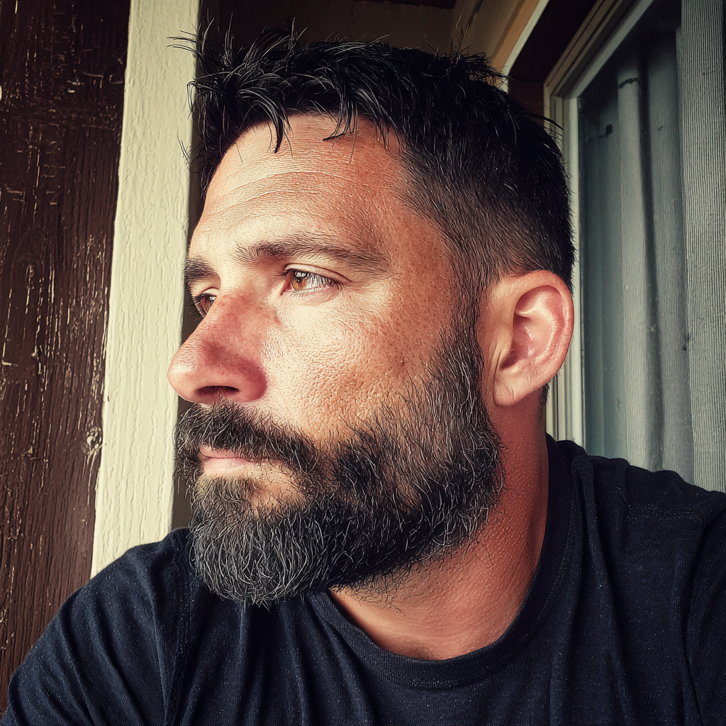 Eine Seitenansicht eines aufgebrachten Mannes | Quelle: Midjourney