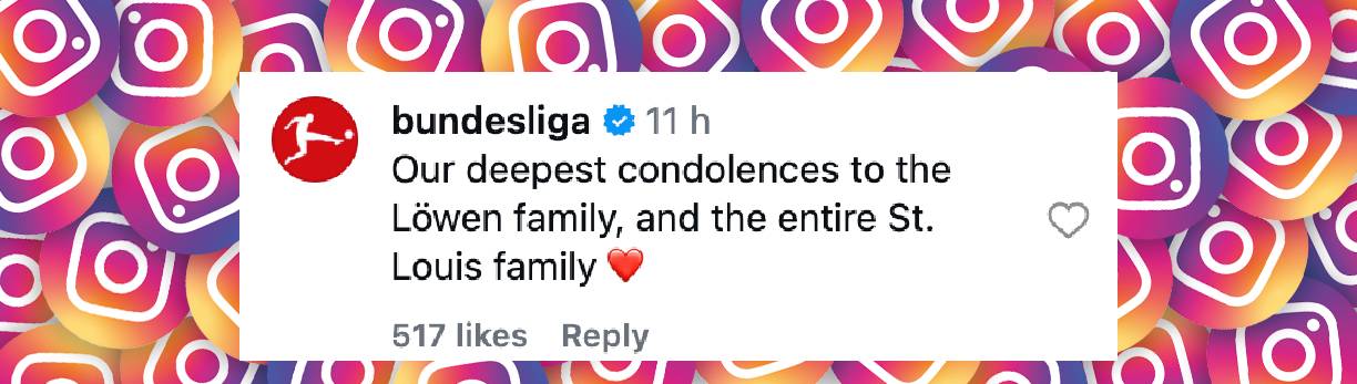 Die Bundesliga drückt Beileid aus | Quelle: instagram.com/p/DVrJpiFDg0L/?utm_source=ig_embed&ig_rid=69ee5b91-4537-4abd-aafa-3cda365d0db4