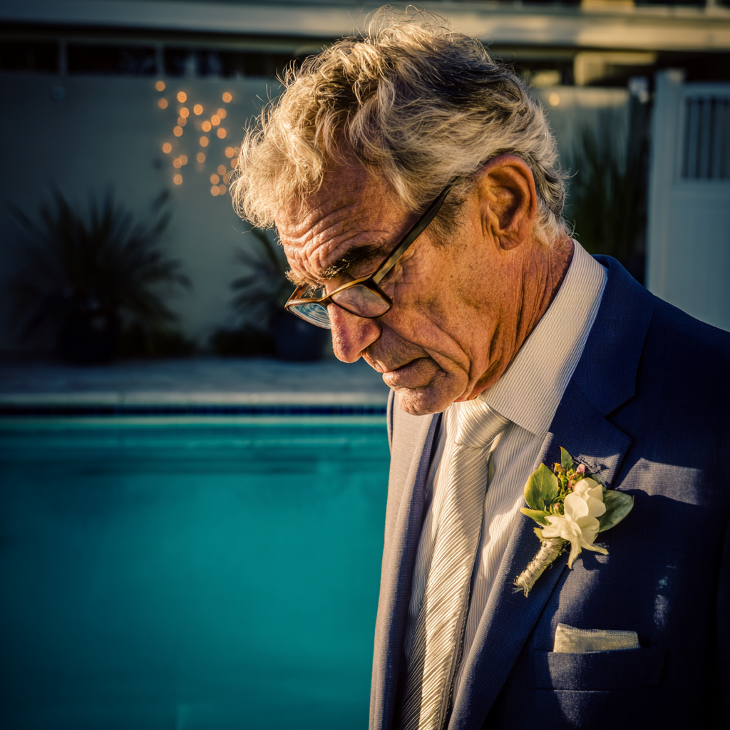 Ein Mann steht am Rande eines Pools | Quelle: Midjourney