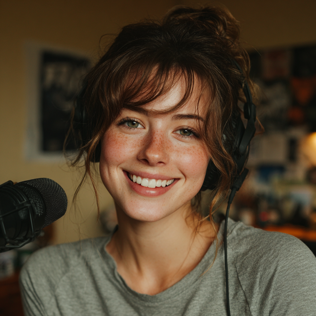 Eine glückliche Frau, die sich selbst aufnimmt | Quelle: Midjourney