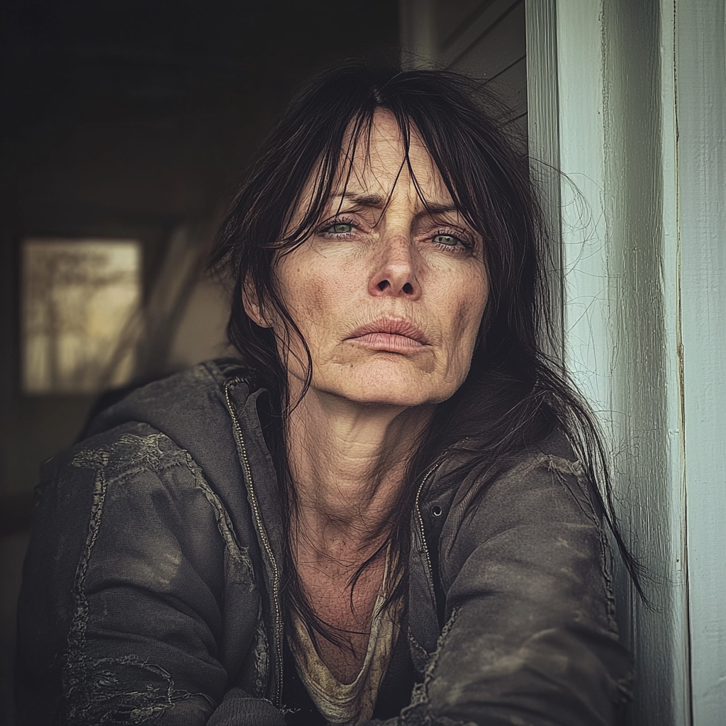 Eine Frau, die auf einer Veranda steht | Quelle: Midjourney