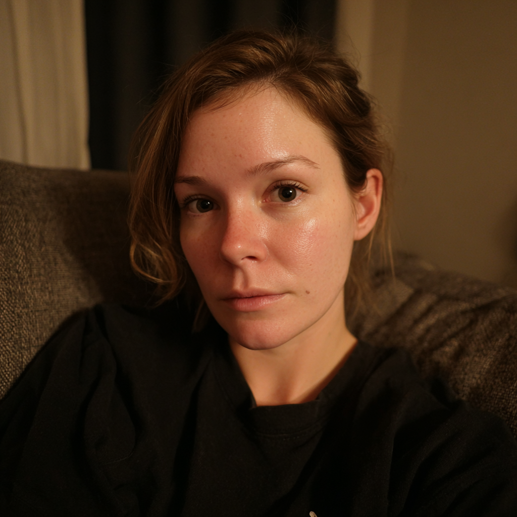 Eine emotionale Frau in einem schwarzen T-Shirt | Quelle: Midjourney