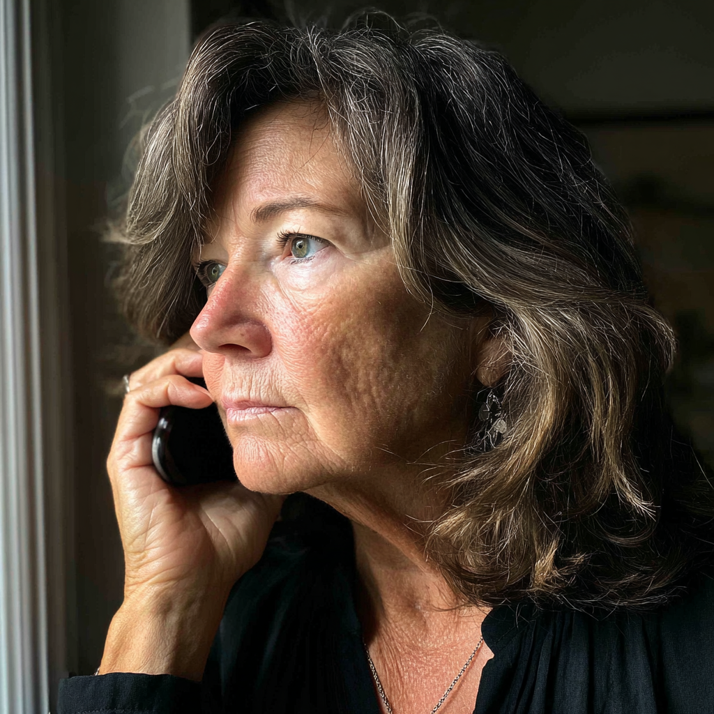 Eine ältere Frau spricht am Telefon | Quelle: Midjourney