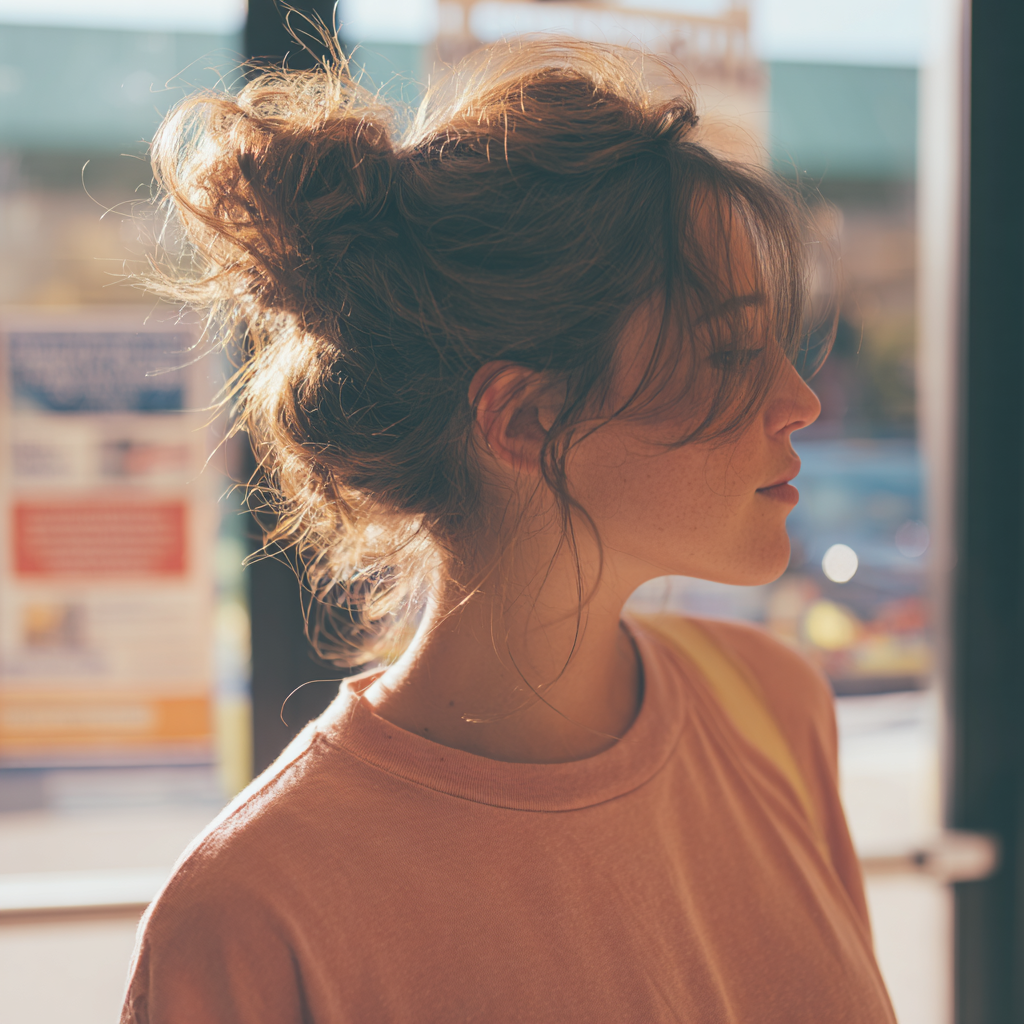 Eine Frau steht am Eingang eines Lebensmittelladens | Quelle: Midjourney