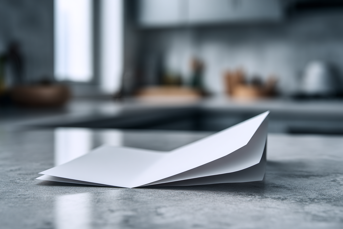 Ein gefaltetes Papier auf einem Tisch | Quelle: Midjourney