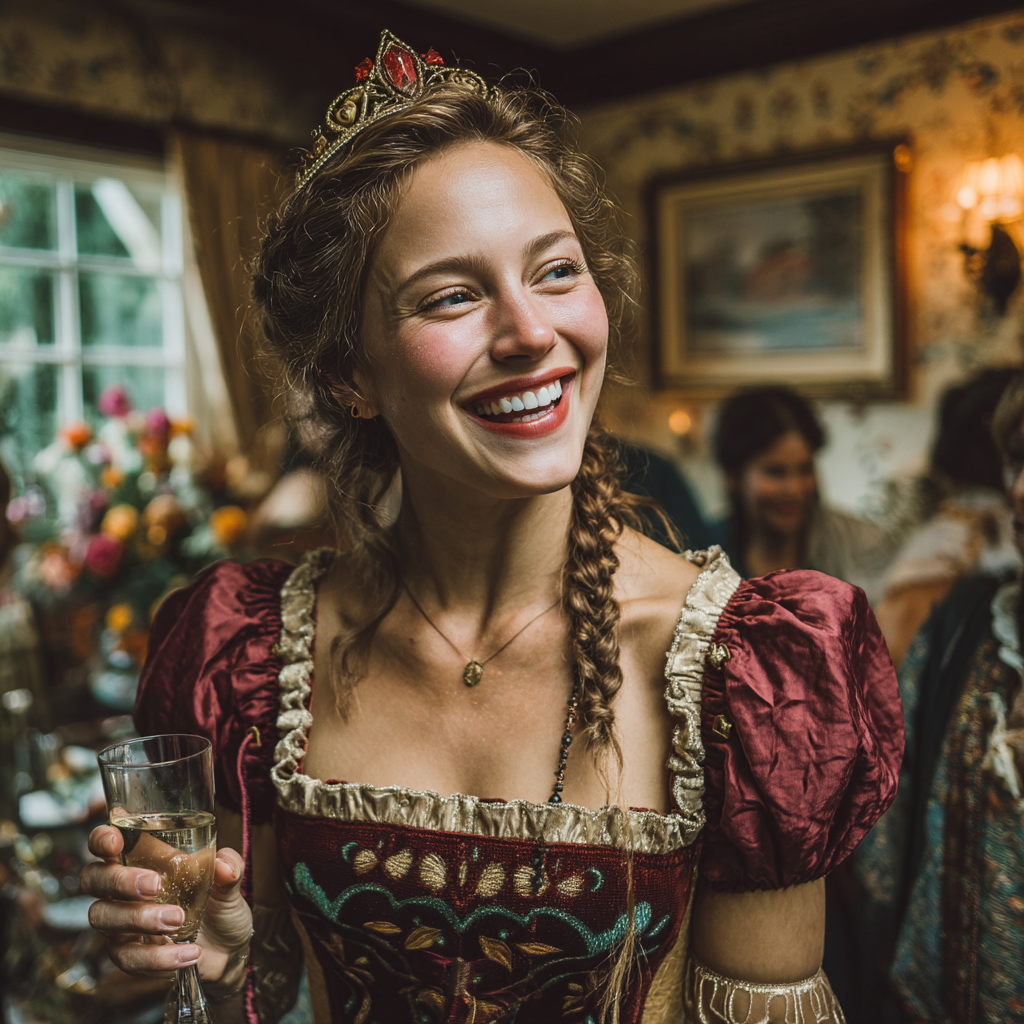 Eine glückliche Frau hält eine Rede | Quelle: Midjourney