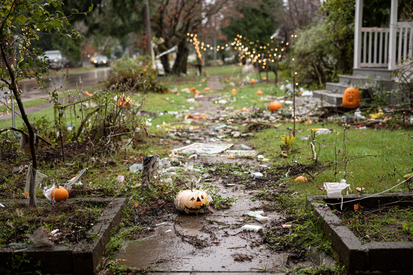 Ein zerstörter Vorgarten | Quelle: Midjourney