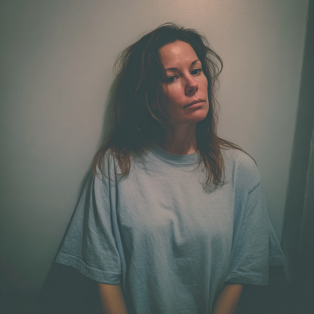 Eine erschöpfte Frau lehnt an einer Wand | Quelle: Midjourney