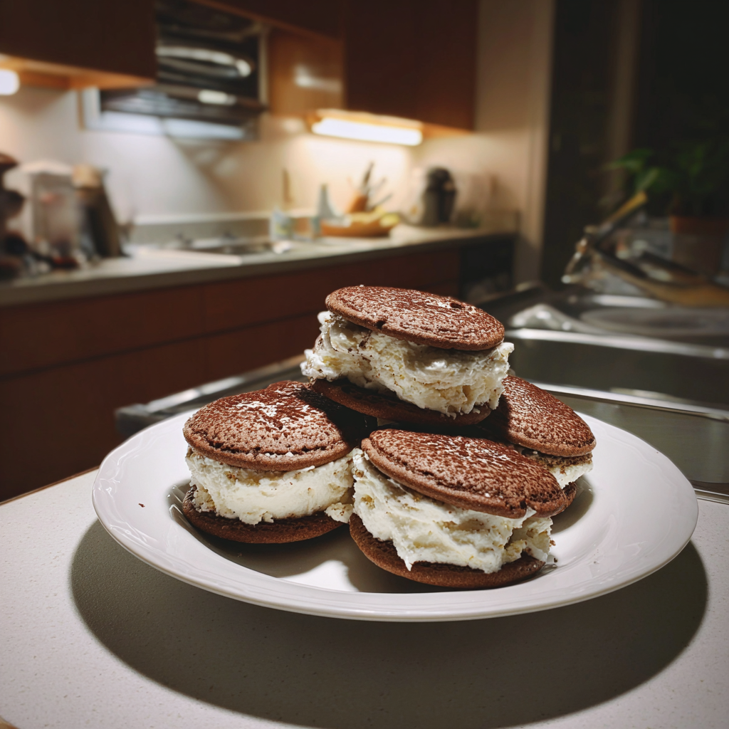 Ein Teller mit Eiscreme-Sandwiches | Quelle: Midjourney