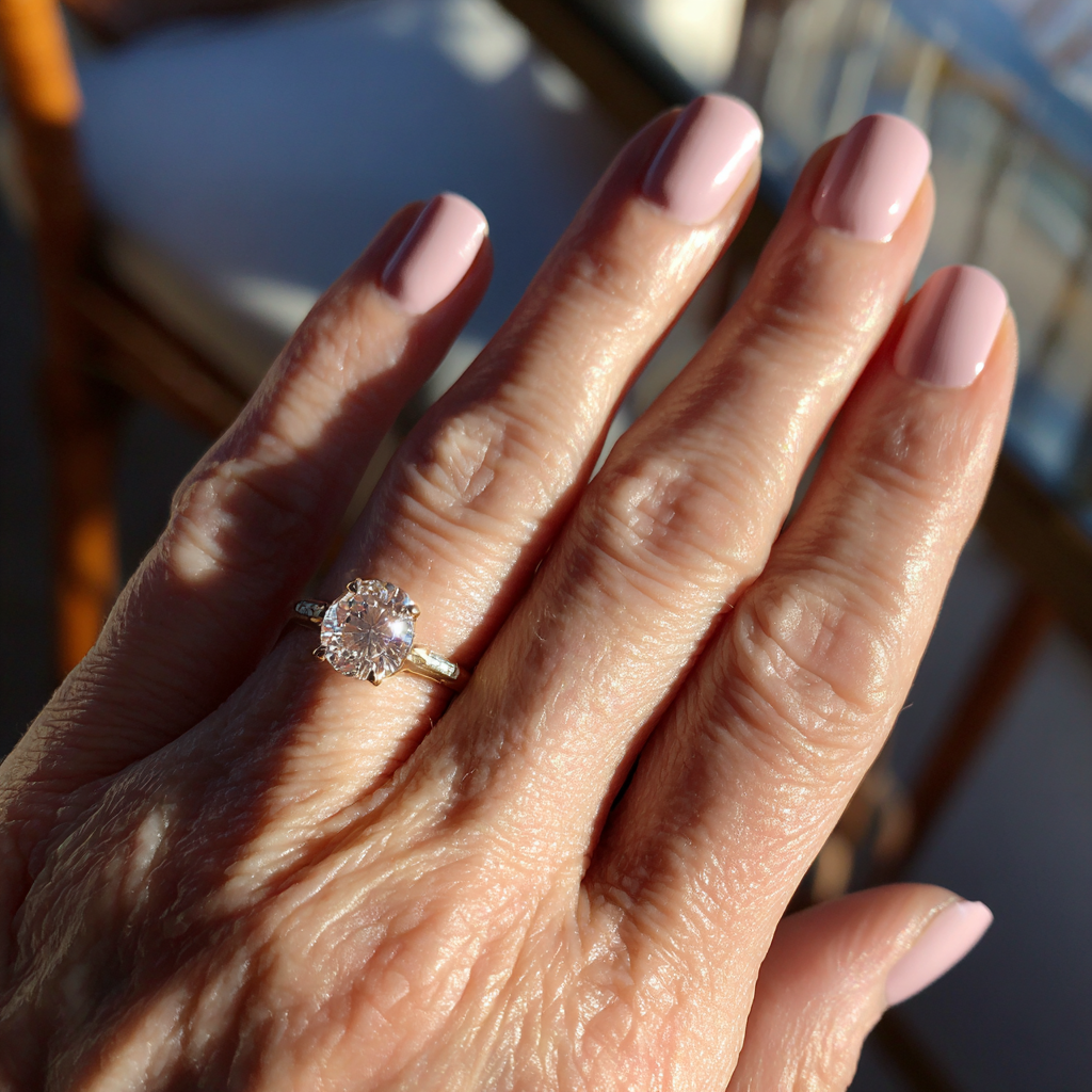 Eine Frau zeigt einen Verlobungsring | Quelle: Midjourney