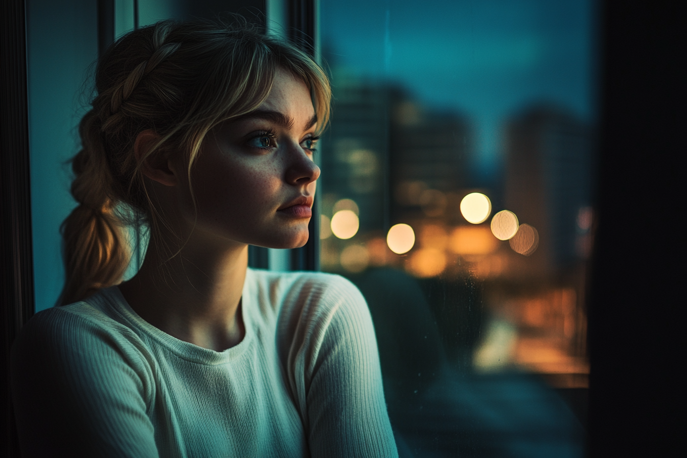 Eine Frau, die aus einem Fenster schaut | Quelle: Midjourney