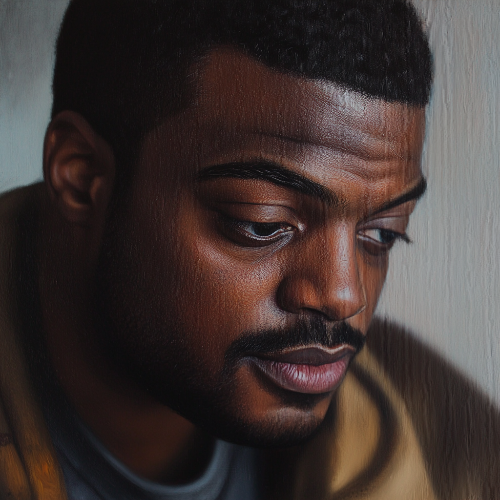 Mężczyzna patrzący w dół | Źródło: Midjourney