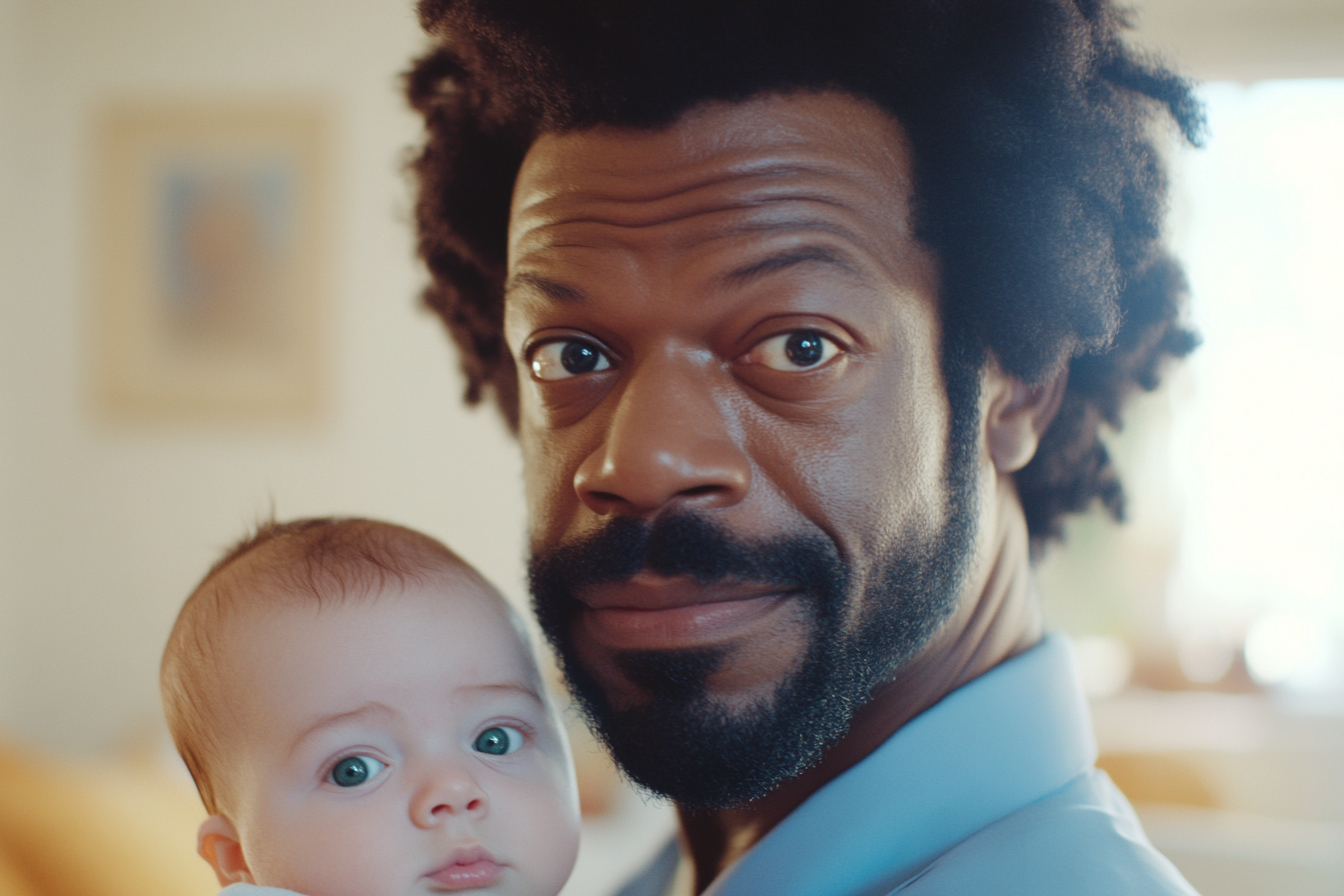 Ein Mann hält ein Baby | Quelle: Midjourney