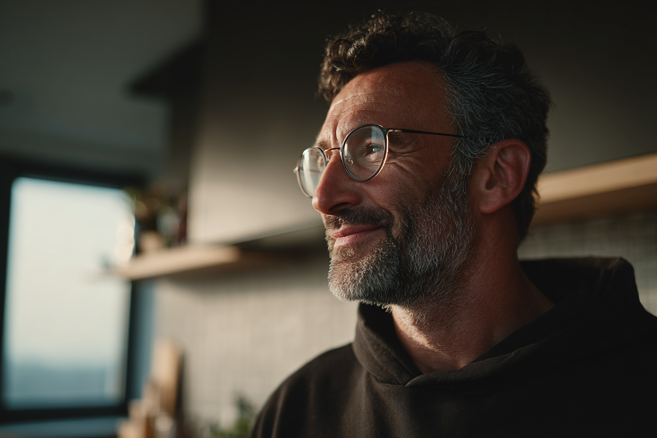 Ein Mann steht in seinem Haus | Quelle: Midjourney