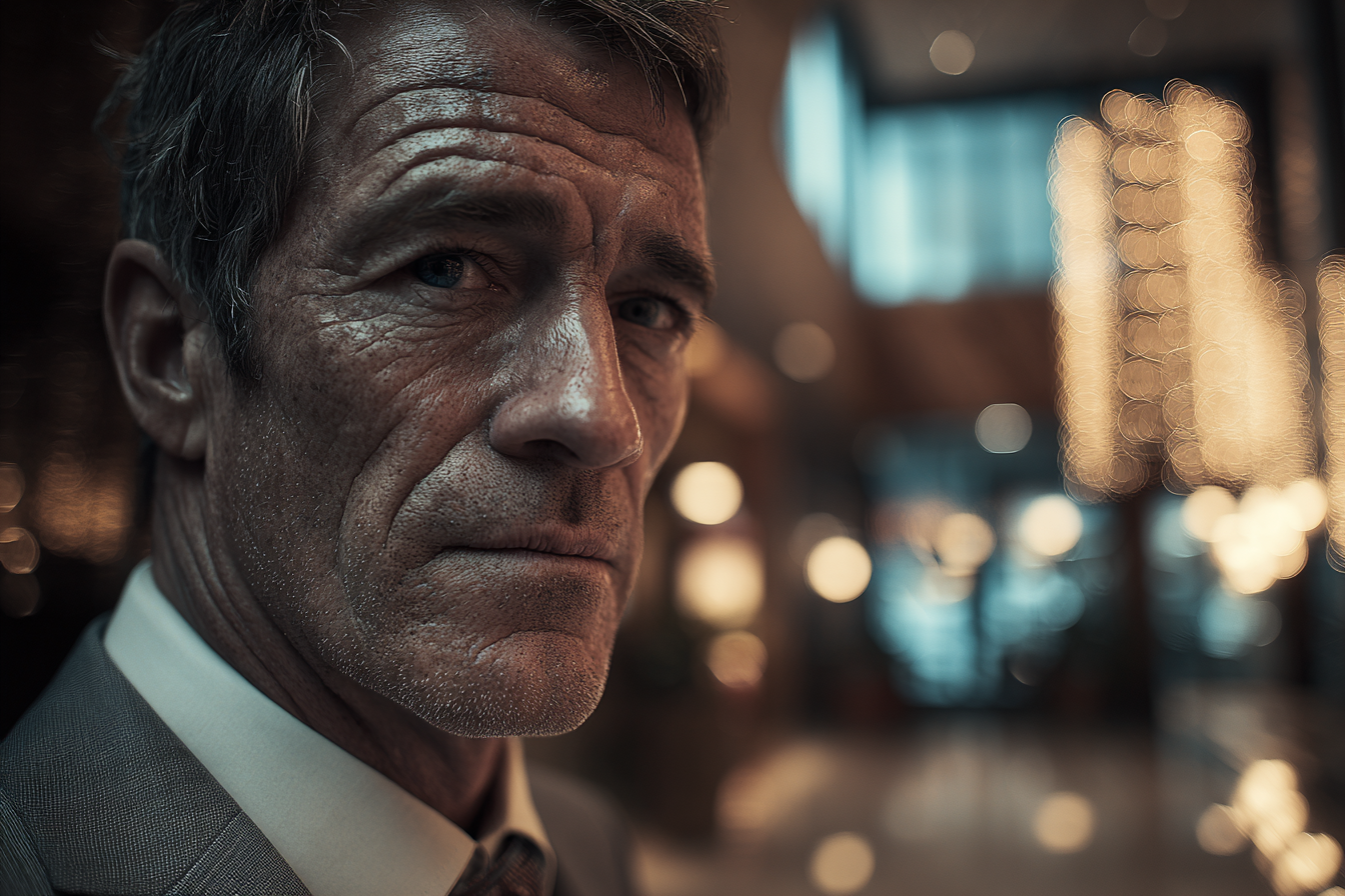 Ein Mann steht in einem Hotel | Quelle: Midjourney