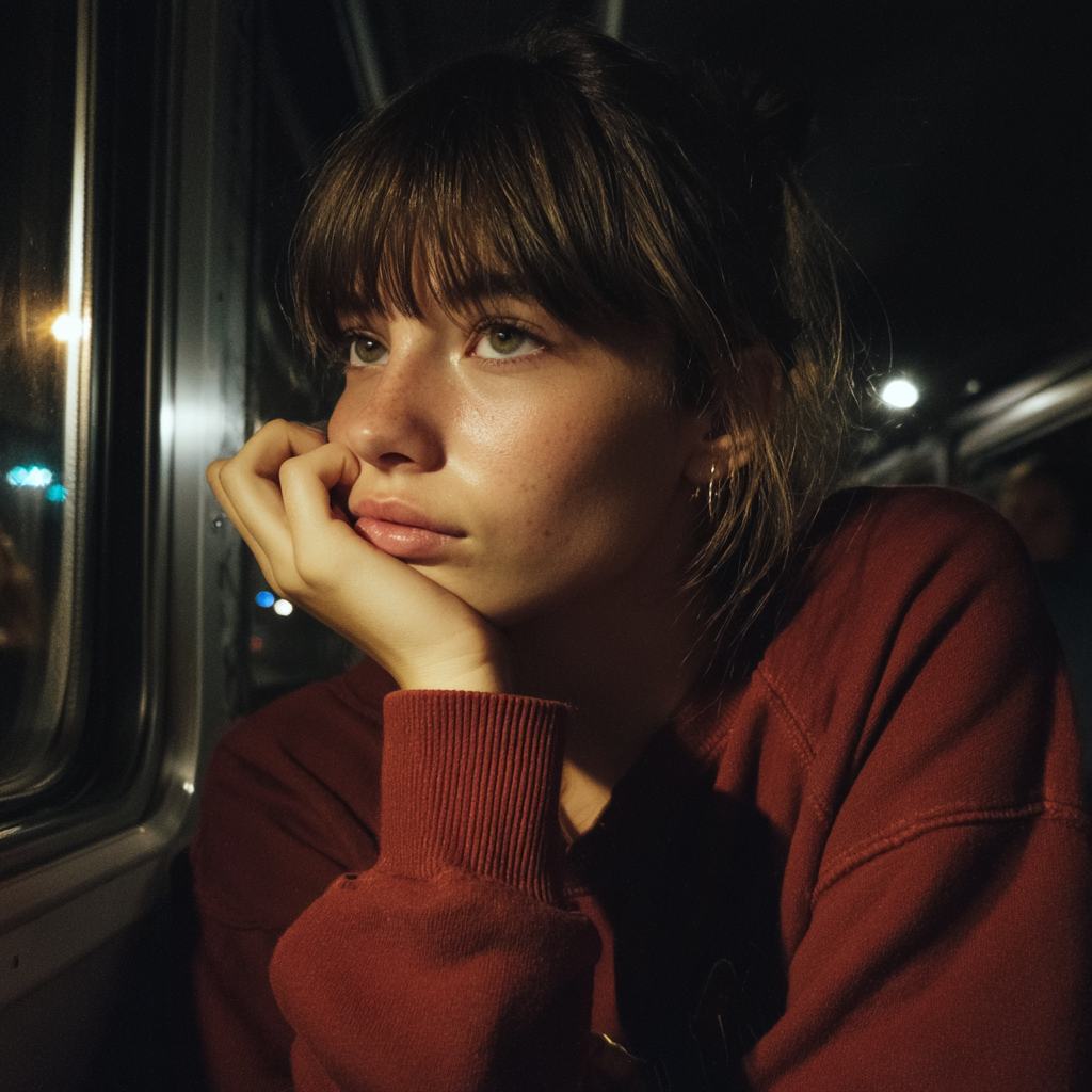 Ein Mädchen sitzt in einem Bus | Quelle: Midjourney