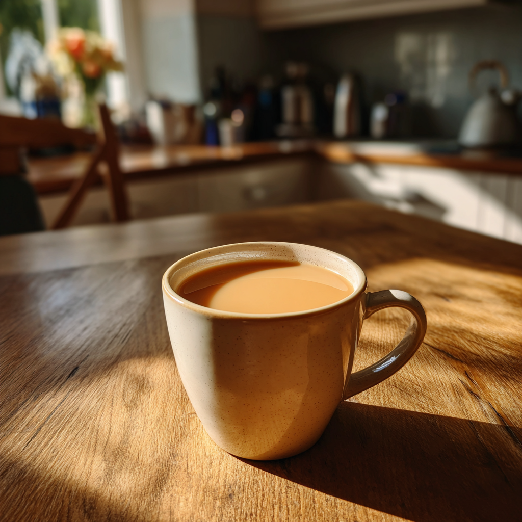 Eine Tasse Tee auf einem Tisch | Quelle: Midjourney