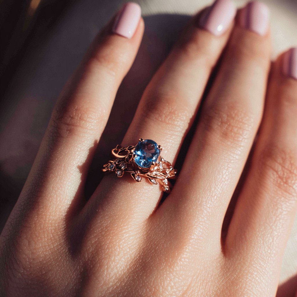 Eine Frau zeigt einen Verlobungsring | Quelle: Midjourney