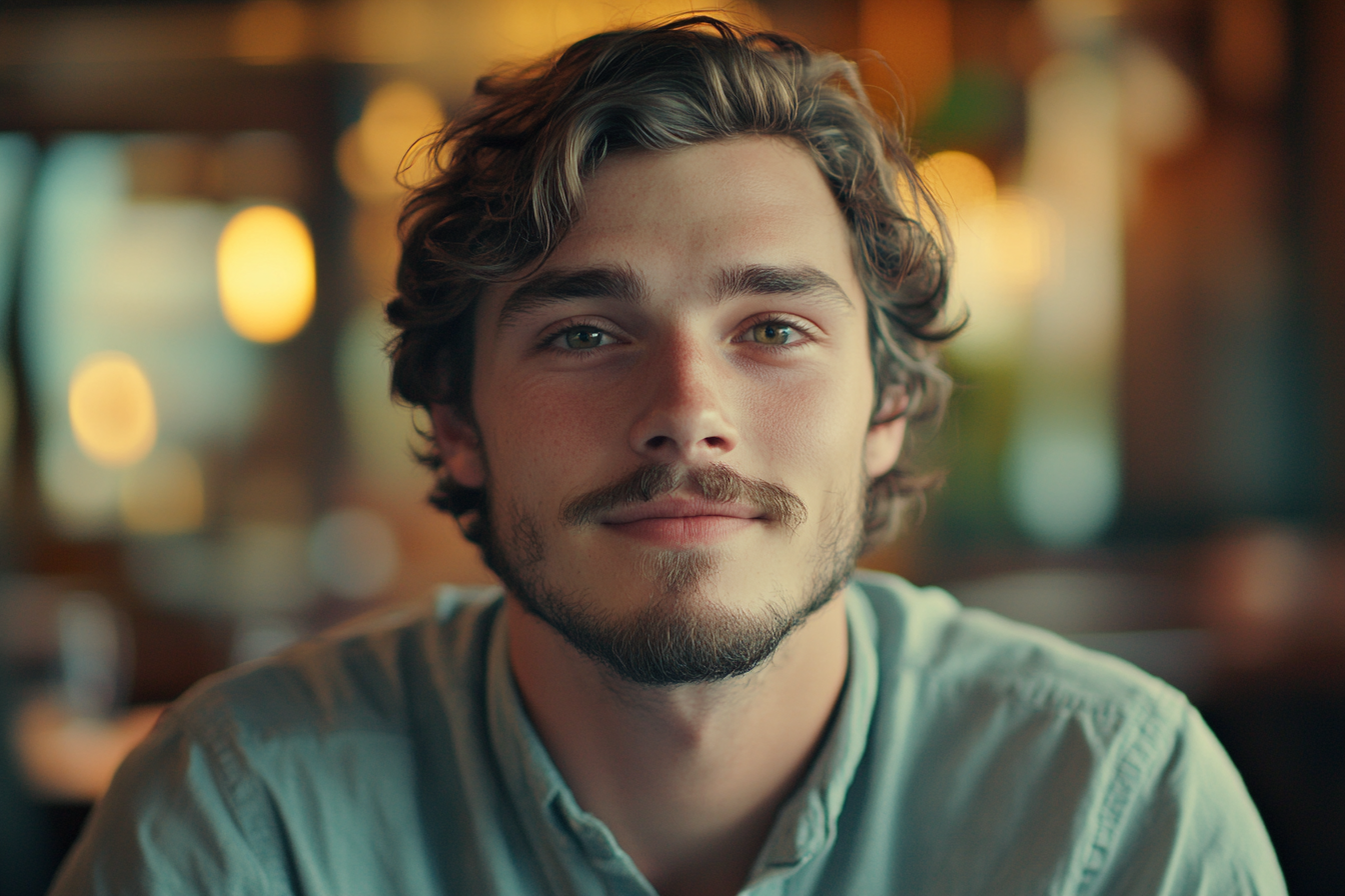 Ein junger Mann, der geradeaus schaut | Quelle: Midjourney