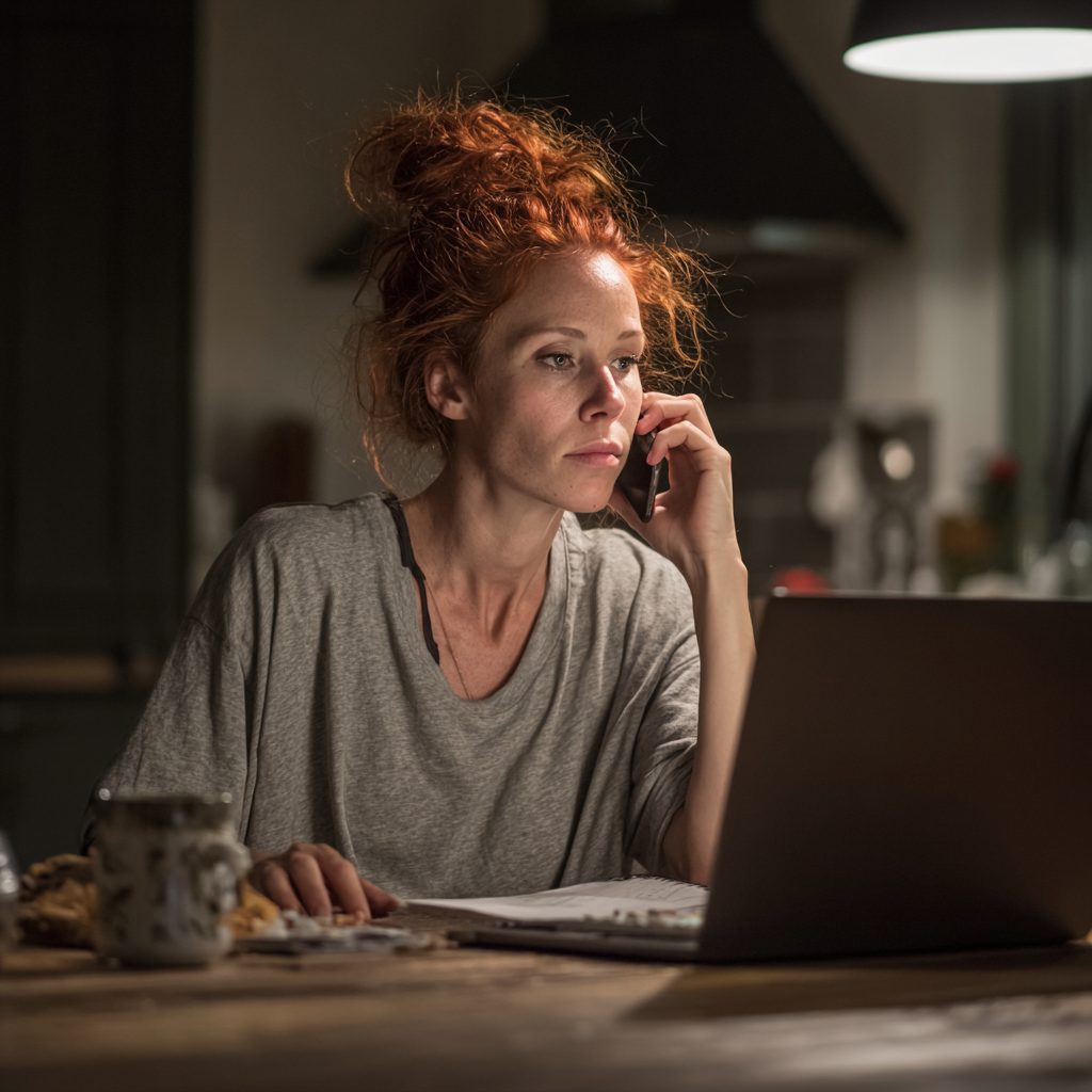 Eine emotionale Frau beim Telefonieren | Quelle: Midjourney