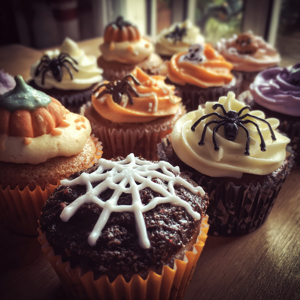 Cupcakes mit Halloween-Motiven | Quelle: Midjourney