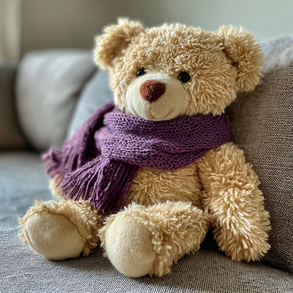 Ein Stofftier auf einer Couch | Quelle: Midjourney