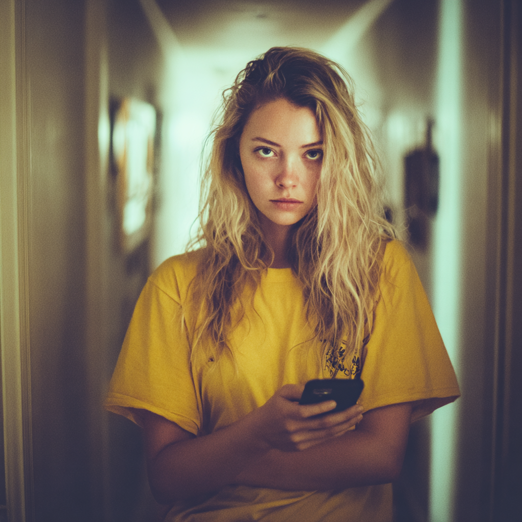 Eine Frau hält ihr Handy in der Hand | Quelle: Midjourney