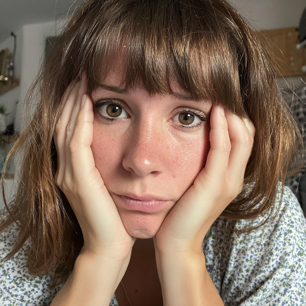 Eine aufgebrachte Frau, die sich den Kopf hält | Quelle: Midjourney