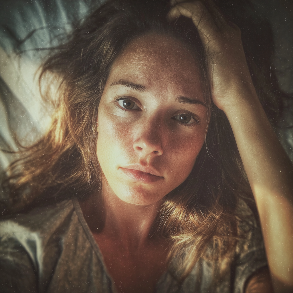 Eine verstörte Frau in einem Krankenhausbett | Quelle: Midjourney