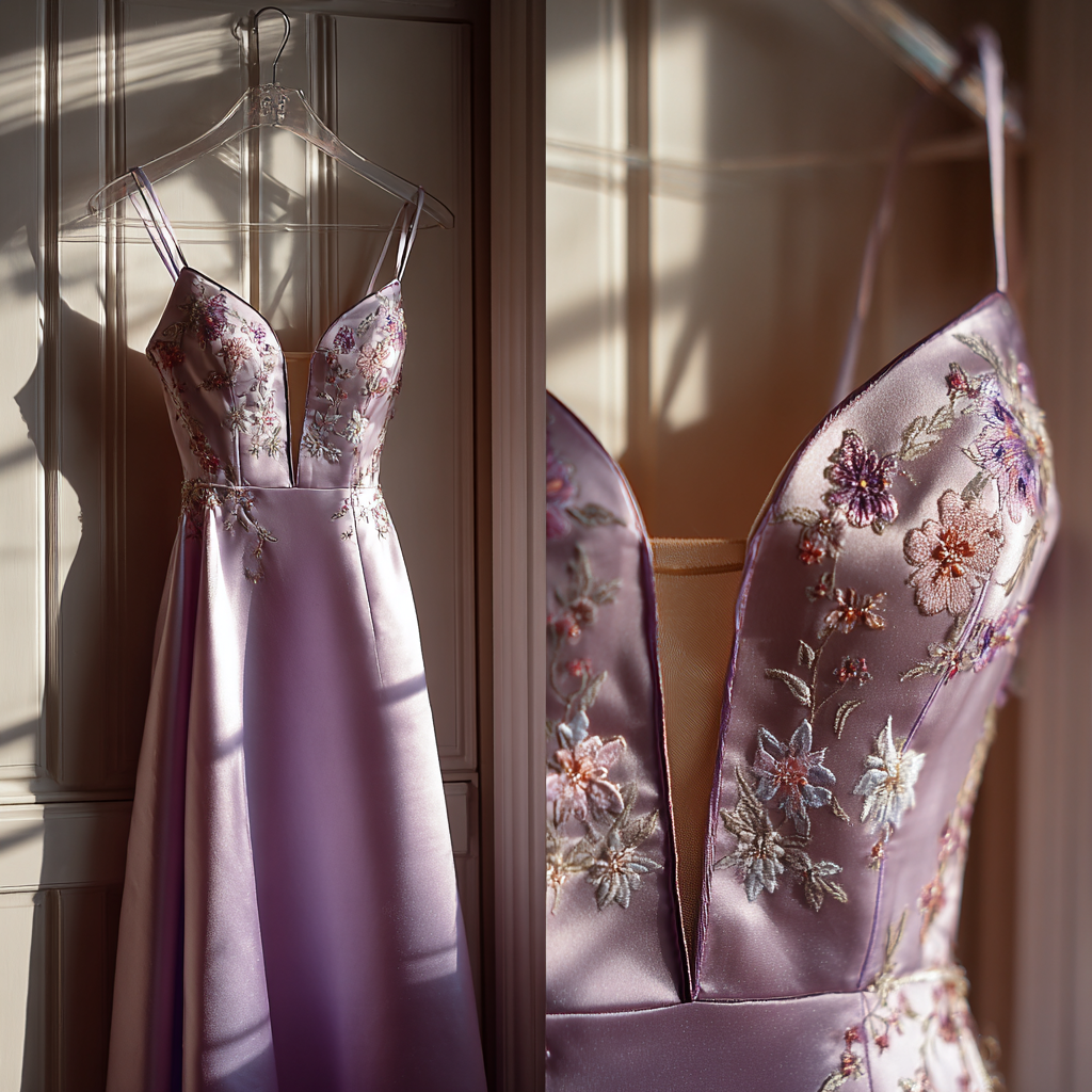 Ein lavendelfarbenes Ballkleid | Quelle: Midjourney